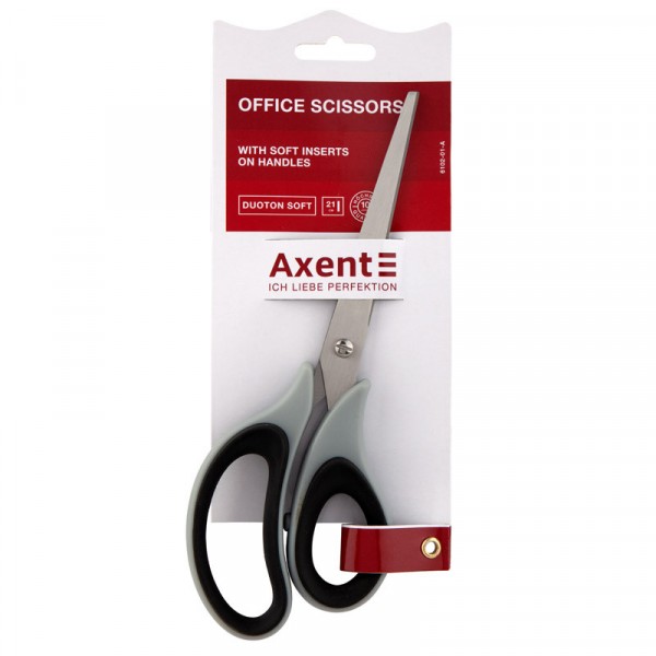Ножницы 21 см Axent Duoton Soft резин.вставки, серо-черные 6102-01-A