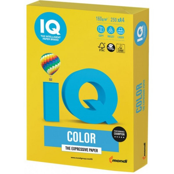 Бумага А4 IQ Color IG50 насыщенный светло желтый 160 г/м2 250 л IQCol А4/160-IG50