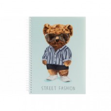 Блокнот А5 80 л спираль клетка пластик обл Pets Fashion: Bear O20832-27