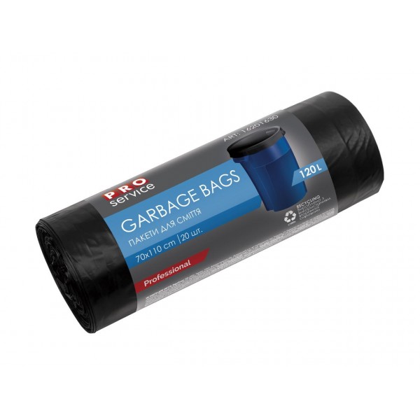 Пакеты для мусора 120л/20шт PRO Standard 21мкм 70х110см LD , черные 16201630