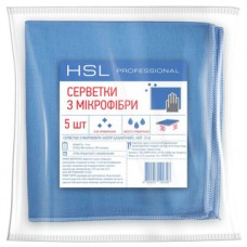 Салфетки микрофибра для стекол 30*30см, 5шт/уп, HSL Professional, голубые 333