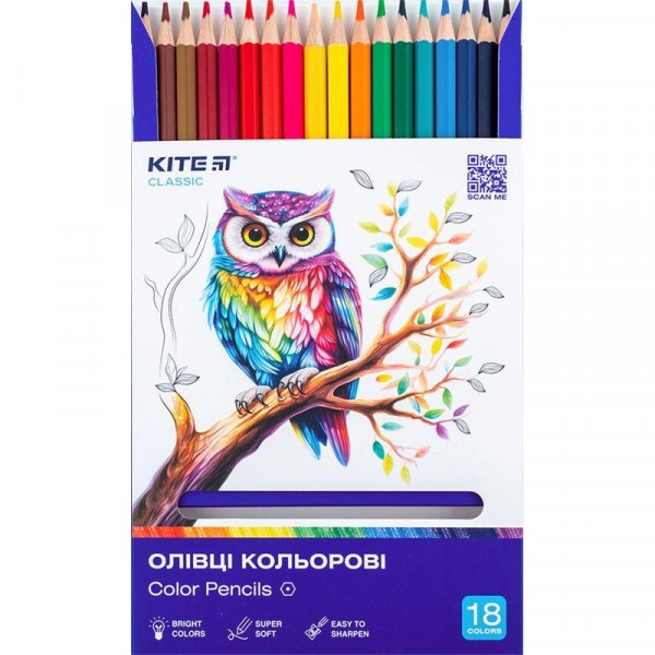 Карандаши Kite Classic 18 цв K-052
