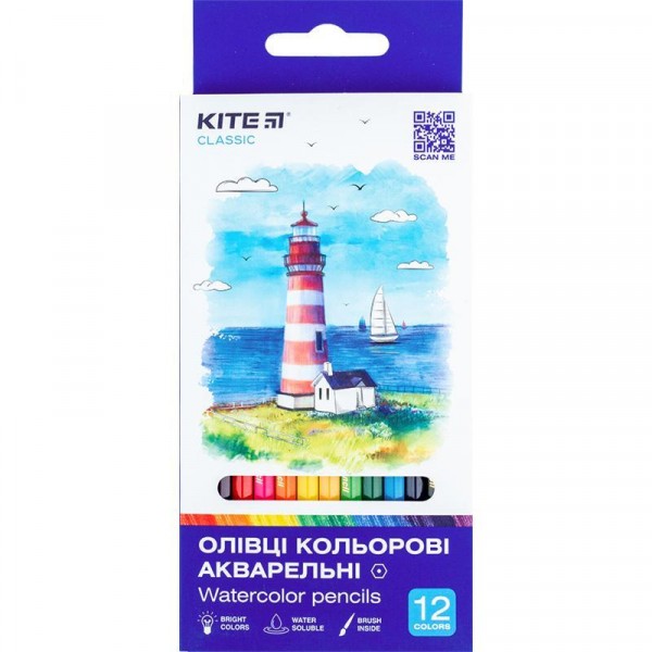 Карандаши акварель Kite Classic 12 цв K-1049
