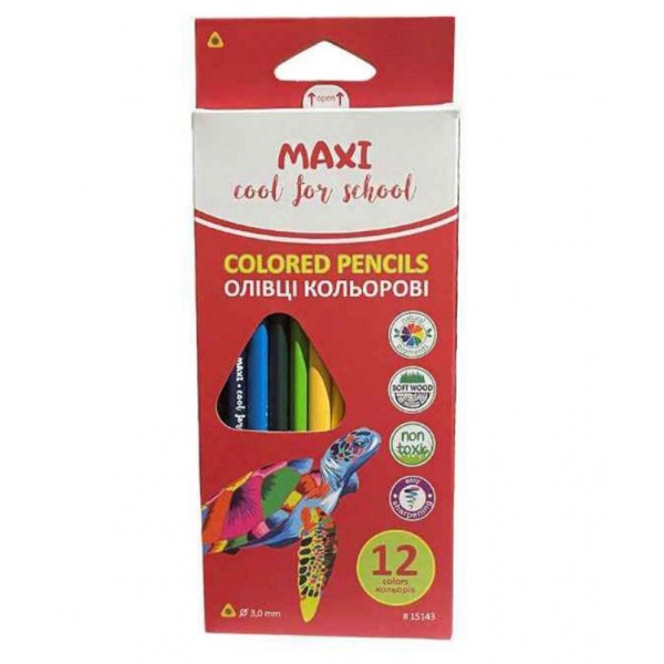 Карандаши Maxі трехгранные 12 цв MX15143