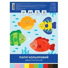 Набор цветной бумаги двусторонний А4 20 л 10 цв ДКП А4 20/10