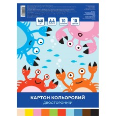 Набор цветного картона двусторонний А4 10 л 10 цв ДКК А4 10/10