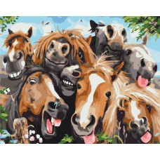 Картина за номерами обкладинка Селфі коней 40x50 см BS52662