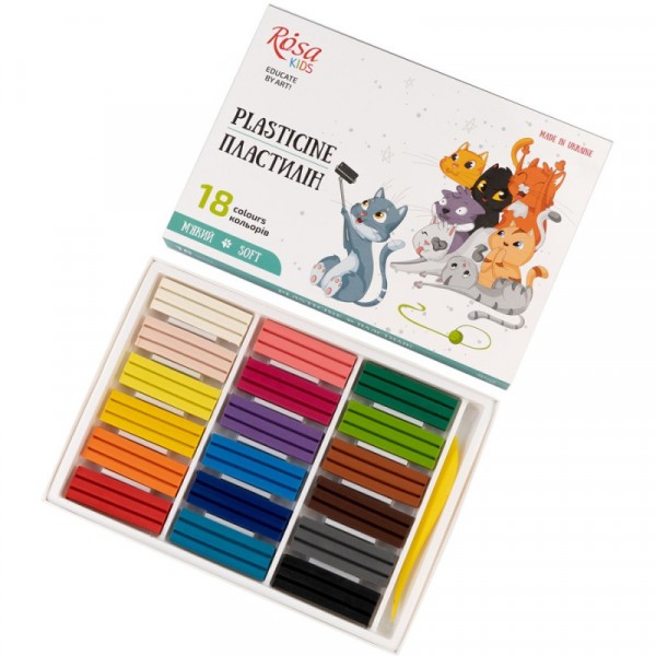Пластилін ROSA Kids Cats 18 кол 288г стек 302103