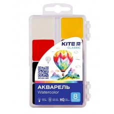 Акварель Kite Classic 8 кол., б/к, пластик K-065