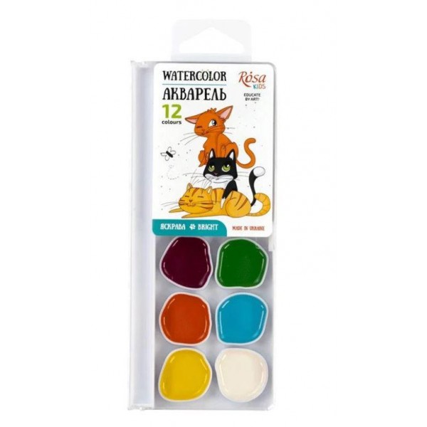 Акварель Rosa Cats 12 цв., б/к, пластик 301202