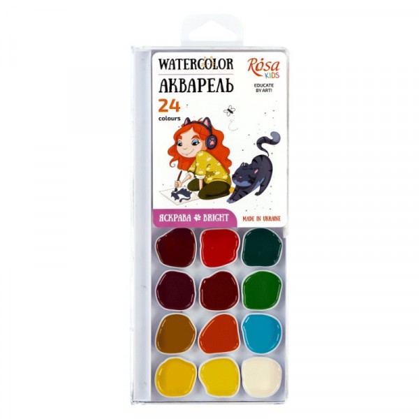 Акварель Rosa Cats with a Girl 24 цв., б/к, пластик 301208