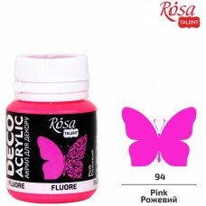 Краска акриловая флуоресцентная розовая (94) 20 мл Rosa Talent 323060194