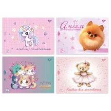 Альбом для рисования А4 12 л скоба с перфорацией 100 г/м2 Pets Ассорти дев 130601