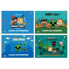 Альбом для рисования А4 12 л скоба с перфорацией 100 г/м2 Minecraft Ассорти мал 130595