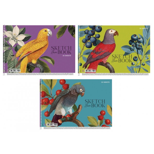 Альбом для рисования А4 30 л спираль 100 г/м2 УФ лак 8529 STAR Ассорти уни PB-SC-030-8529