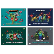 Альбом для рисования А4 20 л скоба с перфорацией 100 г/м2 Minecraft Ассорти мал 130596
