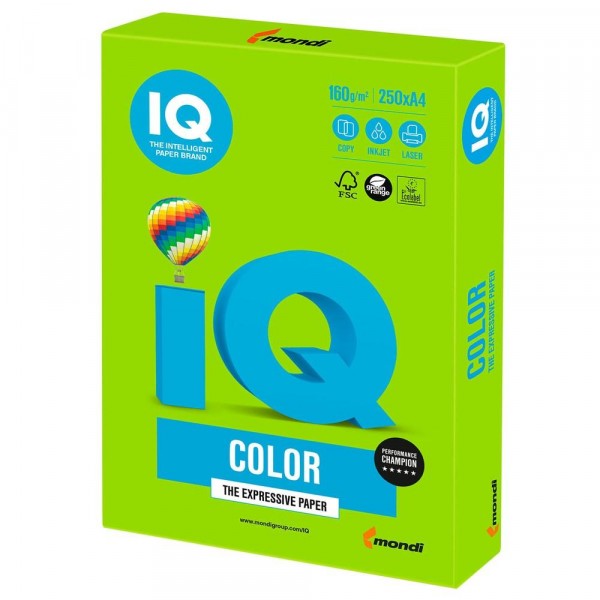 Папір А4 IQ Color MA42 насичений зелений 160 г/м2 250 л IQCol A4/160 MA42