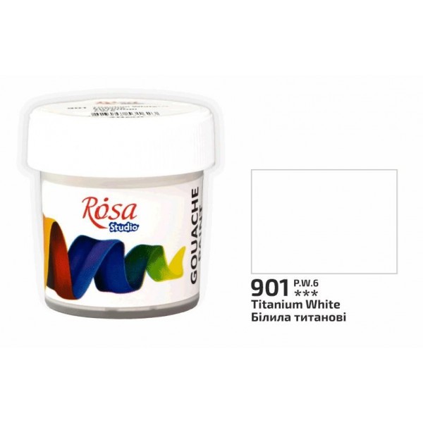 Гуаш художня білила титанові 20 мл Rosa Studio 323990901