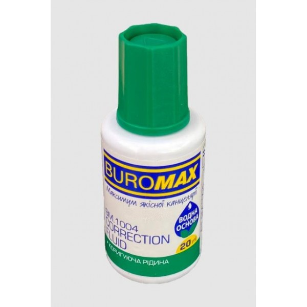 Коректор з пензликом 20 мл Buromax водяна основа BM.1004