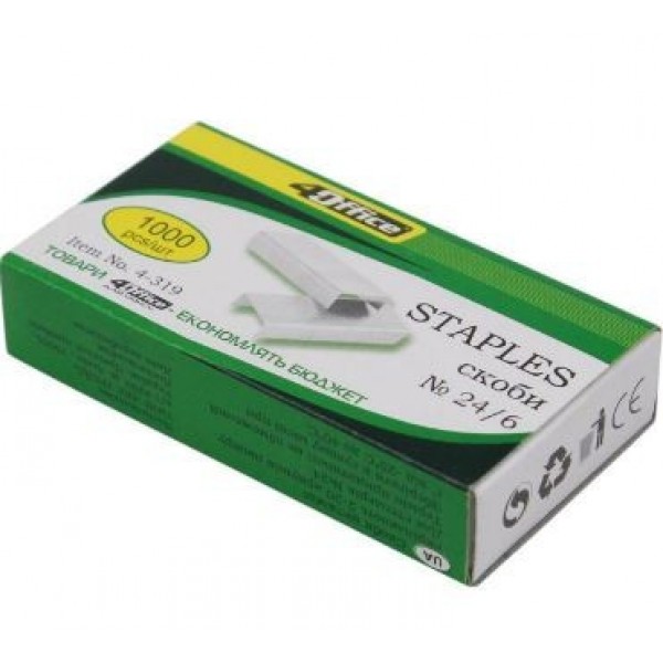 Скобы 4Office 4-319 №24/6 1000 шт 4-319