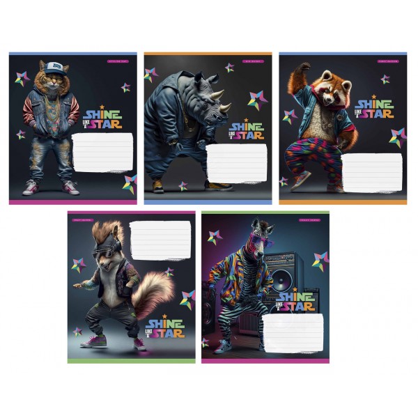 Тетрадь 18 л клетка выб УФ лак 3276 Crazy animal 2025 уни 018-3276K