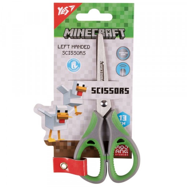 Ножницы детские 13 см Yes Minecraft резин.вставки для левши 480434