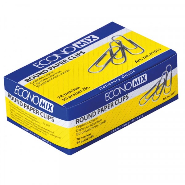 Скрепка круглая Economix с насечкой 78мм, 50шт. E41011